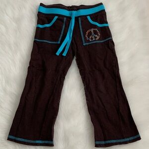 Stylish Kids' Brown Pants with Blue Trim 100% Cotton